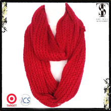 Круг высокого качества сплошной цвет вязать шарф мягкой красной зимой